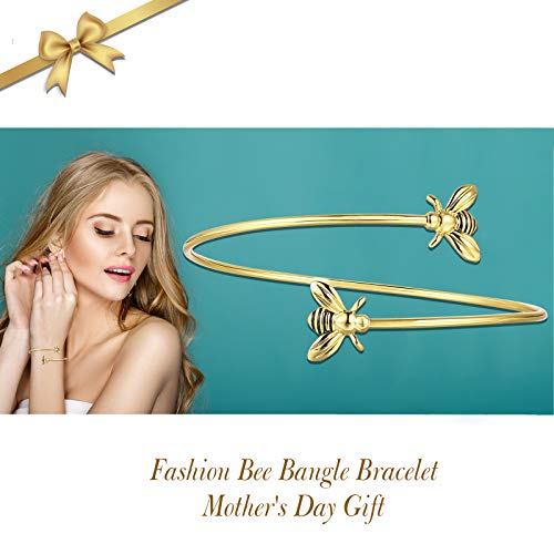 Lazluvu Bee Bracelets For Women Adjustable Gold Plated Honey Bee Bracelet Animal Bangle Bracelets Jewelry For Teen Girls Bee Lovers #TOP1