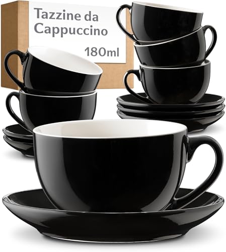 Cosumy Set Tazzine Caffè 6 Pezzi - Tazze Cappuccino Nere