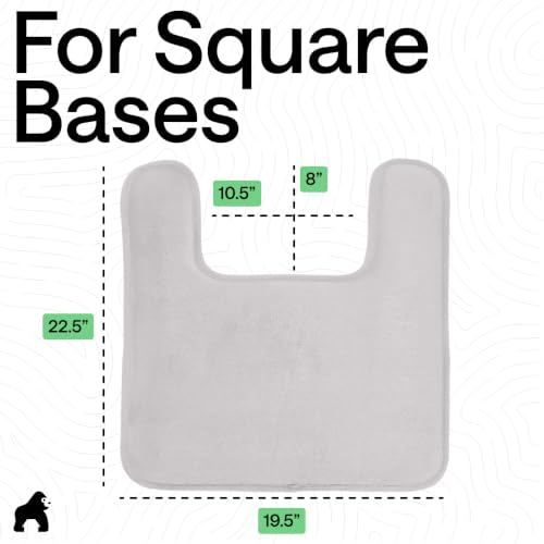 Image of GORILLA GRIP Thick Memory Foam Toilet Rug for Bathroom, Square Shaped Washable, Absorbent Velvet Topside Floor Mats, Machine Wash, Cushioned Luxury Rugs for Bath Room, 22.5 x 19.5 Soft Gray