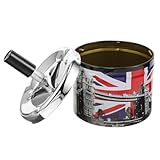 Abaodam Automatischer Metallaschenbecher mit Drehdeckel Löschender Zigarettenaschenbecher Kompakt und Rostfrei für Zuhause und Büro