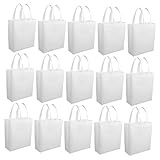 CIYODO 30 Piezas Reutilizables de No Tejida Blanca Bolsas de Mano para Compras y Regalos Resistentes y Ligeras para Uso Diario y Exteriores Pack