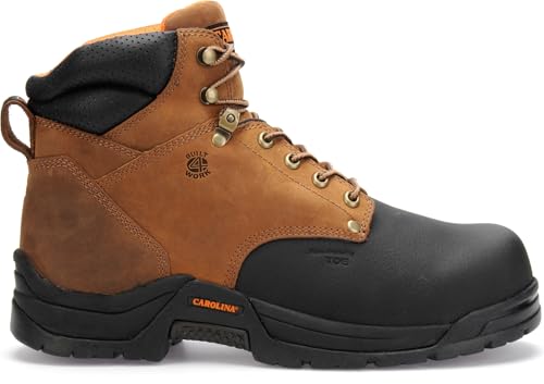 Carolina Bruno Internal 6" Metguard Composite Toe Work Boots for Men - Metatarsal Guard, Cushion Insole, AG7 Footbed and Rubber Outsole, EH-Rated, Brown - 12 D2