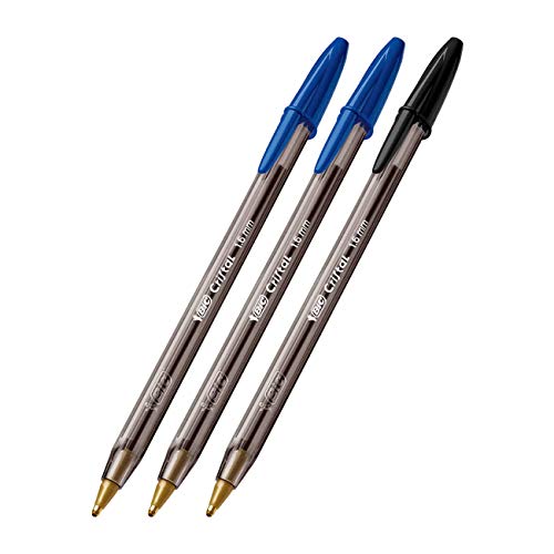 Caneta Esferografica BIC Cristal Intenso, Azul e Preta, Ponta Grossa de 1.6mm, Bold, 884631, 3 Unida