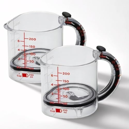 Comparison: Best Adjustable Measuring Cup 9 4-in-1 Adjustable Measuring Cup - Multi-Functional with Scraper-Style Seal Base, Space-Saving Easy to Clean No Waste Cube Cups for Sticky Ingredients, Cooking & Baking (2PCs)