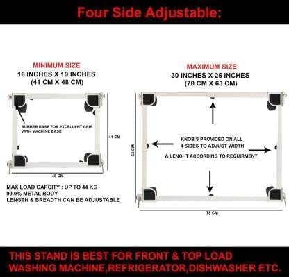 Image of BOLIDE Heavy Duty Adjustable Front and Top Load Washing Machine /Dishwasher /Air Cooler Trolley with Wheels (Black)