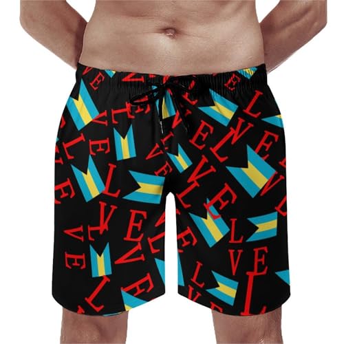 Love Bahamas Flag - Pantalones cortos y trajes de baño para hombre, con cordón elástico, con forro de malla, Estilo:, 3XL