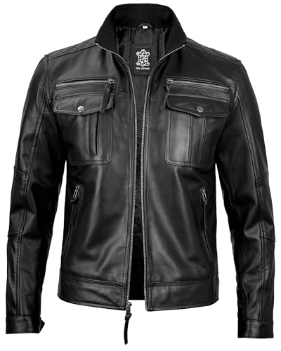 Image of Decrum Real Lambskin Leather Jackets for Men with Zipper Closure