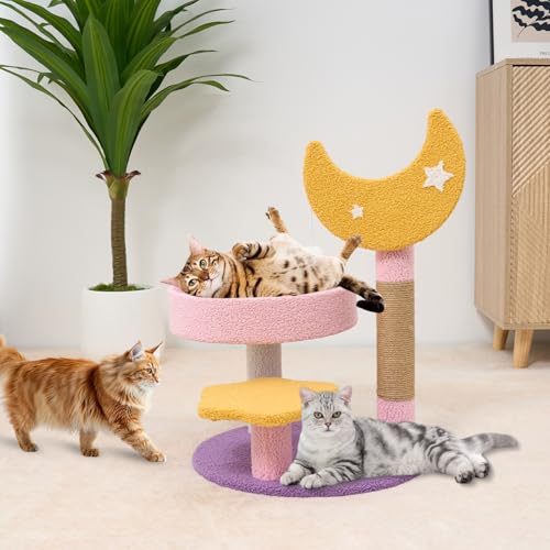 Árbol rascador para gato con cama y diseño Luna Estrella miniatura 6