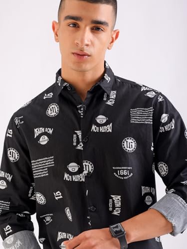Image of The Indian Garage Co Men Cotton Regular Fit Full Sleeves Spread Collar Casual Shirt