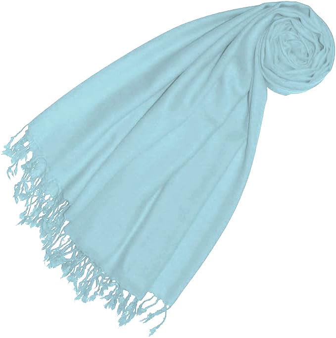Pashmina femme cachemire et laine Lorenzo Cana 78635 bleu clair uni