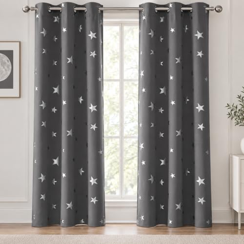 Rideaux occultants Deconovo étoiles argent 2 pack 42x63