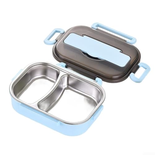 Fiambrera térmica portátil con acero inoxidable y cubiertos, contenedor aislado de capacidad de 1 litro para mantener la temperatura de las comidas (azul)