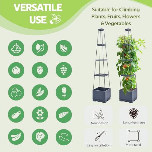 Self Watering Tomato Planter for Growing Tomatoes - 55" Raised Garden Bed Planter Box with Trellis for Climbing Plants - Tomato Support Cage for Vine Vegetables Flowers Greenhouse Indoor Outdoor — view 5