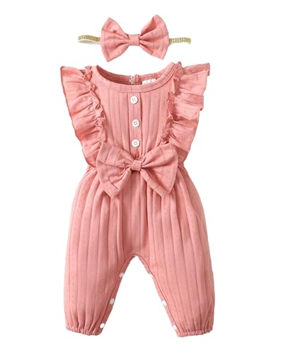 Image of Mioglrie Newborn Baby Girl Clothes One Piece Jumpsuits Clothes Short Sleeve Rompers Summer Clothes for Baby