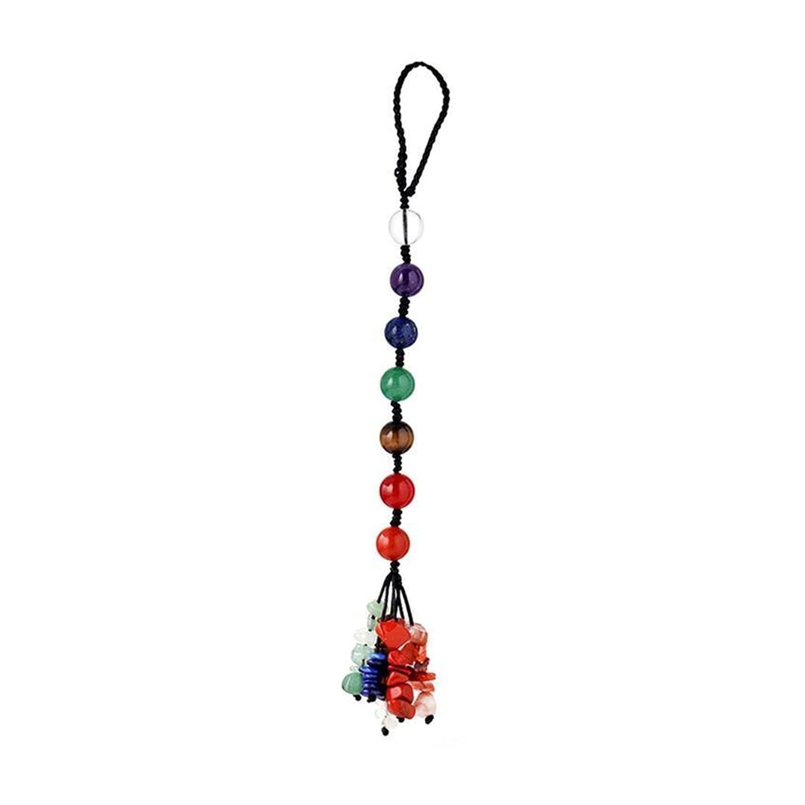 JSJJAJN Stones and Crystals Natural Crystal Rough Stone Seven Chakra Pendant Caijing Stone Degaussing Energy Weaving Geweven Hanger Decoratie Stones and Crystals (Color : 01)