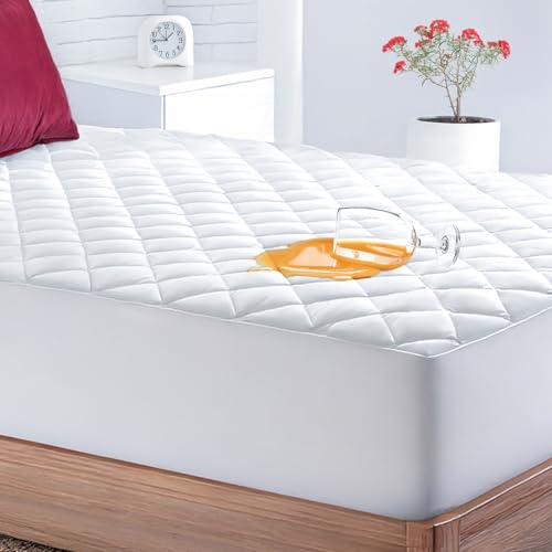 Lakhmaali Quilted Waterproof Double Bed Mattress Protector 4-Layer Super Absorbent Extra Deep 35cm Fitted Skirt Hypoallergenic & Breathable Washable Mattress Covers for Home & Hotel Use-137X190cm