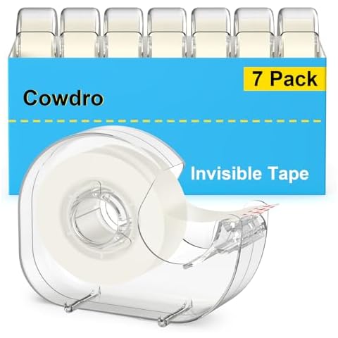 7 Rolls Invisible Tape Refills with Tape Dispenser - Matte Tape Writable Tape, Wrapping Tape Easy Tear for Home Office Supplies School Supplies, 0.75 inch x 1000 inches Cover