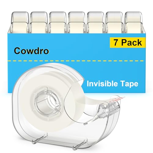 7 Rolls Invisible Tape Refills with Tape Dispenser - Matte Tape Writable...