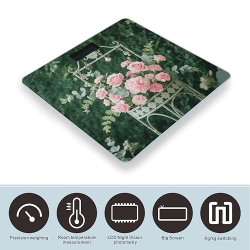 Báscula Digital Floral Rosa con Pantalla LCD y Vidrio Templado miniatura 3