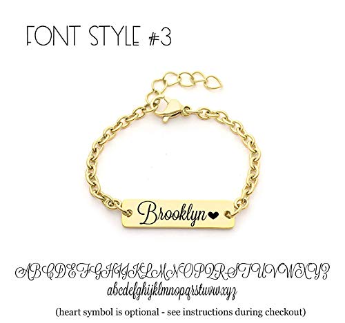 Personalized Dainty Baby Name Gold Bar Bracelet - Hypoallergenic - Custom Engraved Babies Name - Newborn To Children Sizes #TOP4