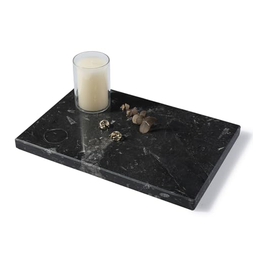 Natural Moroccan Fossil Stone Tray - Black Marble Decorative Serving Board for...