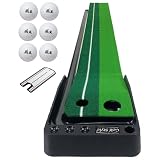 Golf Style パターマット 返球機能付き 3M ゴルフマット パッティング 練習マット 屋内 静音 反復練習 300×30cm ゴルフボール パッティングミラー付き PMCセット GS-04-09 ラバー