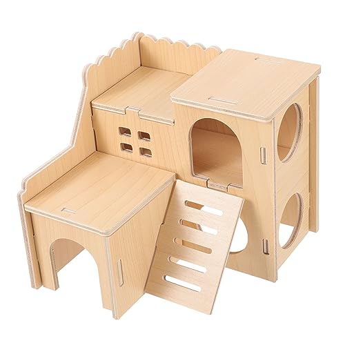 Toddmomy Double Layer Hamster House with Platform and Slide Villa Plaything for Small Pets Safe and Comfortable Rat Hut Hamster Cage Accessory and Decoration