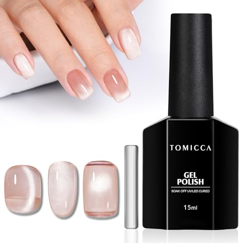 TOMICCA マグネットネイル 微粒子 ヌードカラーマグネットジェル 15ml 磁石付き ジェルネイル マグネットキャットアイジェル マグネットジェル UV/LED対応 初心者やネイリストにの商品画像（Amazon）