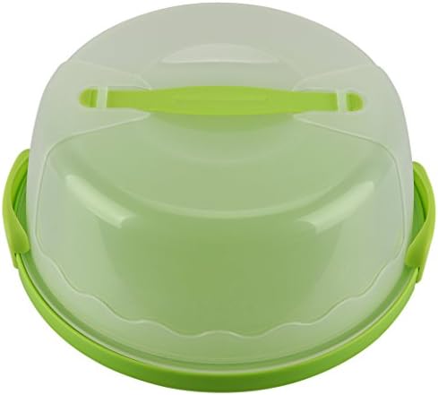 HelloCupcake Portable Cake and Cupcake Carrier / Storage Container - 10.4" Diameter (Inside Cover), Translucent Dome - Perfect for Transporting Cakes, Cupcakes, Pies, or Other Desserts (Green)