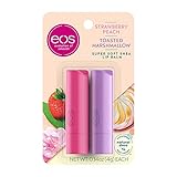 eos Super Soft Shea Lip Balm - Strawberry Peach and Toasted Marshmallow, 24 Hour Hydration, Lip Care to Moisturize Dry Lips, Gluten Free, 0.14 oz, 2 Pack