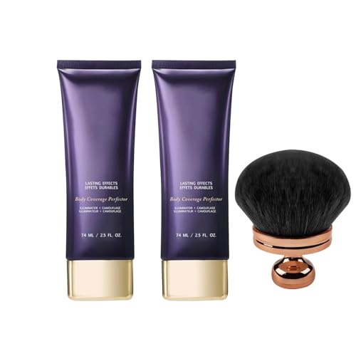 Beauty Coverage Perfector with Brush, 2-in-1 Body Camouflage and Illuminator, Tattoo Cover Up Makeup, Long Lasting & Sweatproof Concealer, Waterproof, Natural Gloss (2PCS, 74ml)