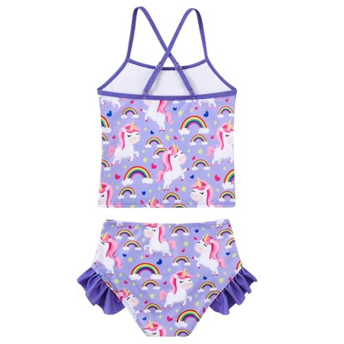 Image of BFUSTYLE Girls Swimsuit 3 Pieces Rash Guard Kids Long Sleeves Bathing Suit 3-8 Years Sun Proction Swimwear Tankini