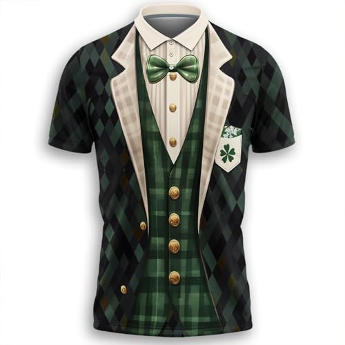 Irish Golf Polo Shirts for Men - St Patricks Day Mens Golf Shirts Short Sleeve Fit Tennis T-Shirt HN03