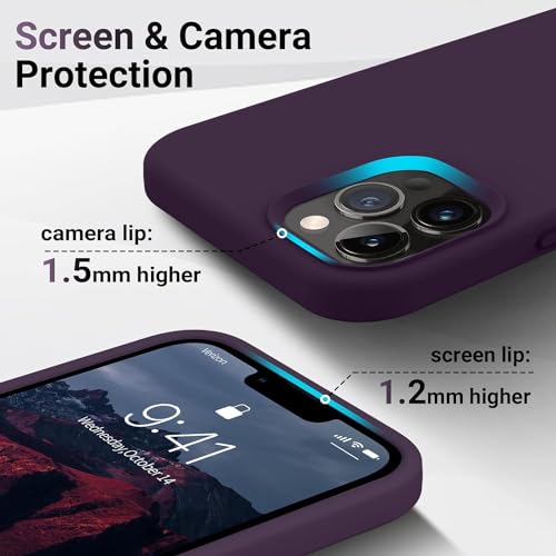 Image of Back Cover for iPhone 13 Pro Case,[Military Shockproof Protection] Liquid Silicone Case with [Soft Anti-Scratch Microfiber Lining for iPhone 13 Pro (Wine Red)