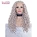 IMSTYLE Gray Lace Front Wigs Loose Curl 150% Density Synthetic Hair Wig for Women Cosplay Party Bounce Fluffy Hair(Gray)