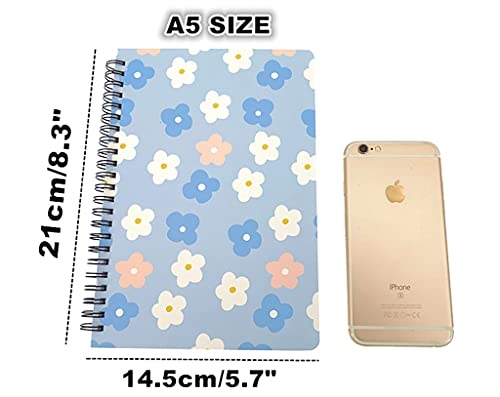 Alimitopia 4 Pack A5 Spiral Notebook Journal,Wirebound Ruled Sketch Book Notepad Diary Memo Planner,A5 Size(8.3X5.7) & 80 Sheets (Little Flower) #TOP1