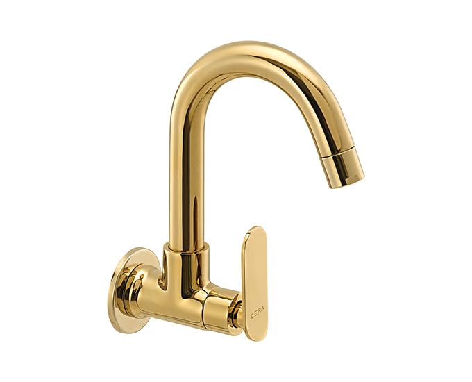 CERA Brooklyn Sink Cock Wall Mounted Wash Basin Faucet | Sink Tap | Bathroom Accessories | Wall Mount | PVD Finish | Solid Brass | French Gold | F1018251FG-image-43