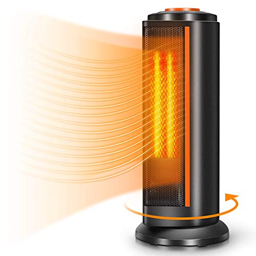 Space Heater for Office - Electric Ceramic Portable Oscillating Space Tower Heater Fan w/ Thermostat, Fast Heating Overheat & Tip-over Protection Ideal for Personal Home Bedroom Bathroom Indoor Use (Renewed)