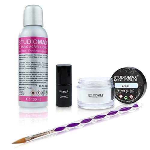 Acryl Nagelset - Acryl Liquid + Acrylpuder + Primer + Acrylpinsel