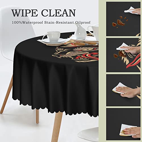 Pooedso Lion Head Leading Sheep Tablecloths 60In Round Lace Waterproof Family Table Cover Tablecloth Kitchen Outdoor Party Decoration Tablecloths #TOP3