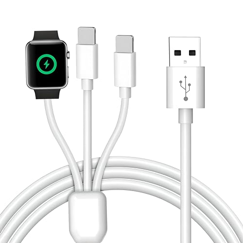 3 in 1 Phone and Apple Watch Charger Cord, Apple Watch Charging Cable USB Compatible with iWatch Series 9 8 7 6 5 4 3 2 1 SE1 SE2 Ultra Ultra 2, iPhone 14/13/12/11/Pro/Max/XS/X/Airpods/iPad, 4ft/1.3M