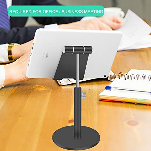 Skejer Cell Phone Stand For Desk Adjustable Height Tablet Iphone Holder, Telescopic Ipad Stand, Aluminum Alloy, Compatible With 4"-13" Smartphone Kindle Tablet Pad Phone- Black #TOP4