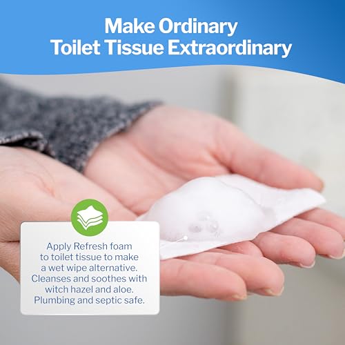 refresh liquid wipe toilet paper foam dispenser refill eco-friendly flushable wet wipe alternative with witch hazel and aloe 8 oz refill