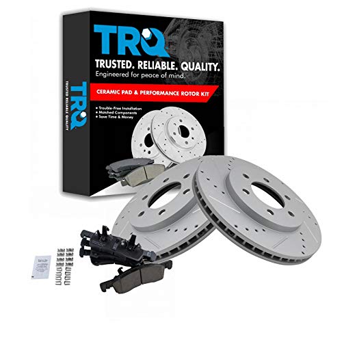 TRQ Front Performance Brake Pad & Rotor Kit Brake Pads Brake Rotors Set Ceramic Premium G-Coated...