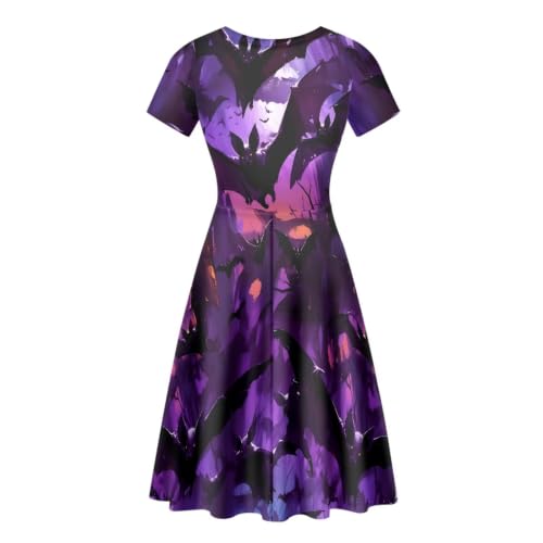 Image of Irisjudy T Shirt Dress for Women Short Sleeve Girls Short Sleeve Dress Plus Size, O Neck Knee Length Midi Dress for Ladies