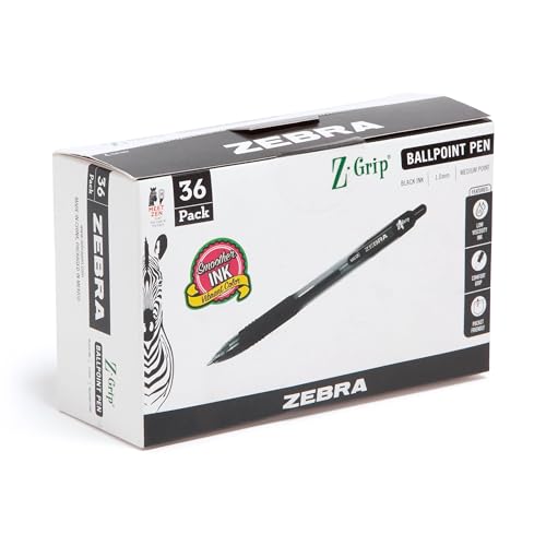 Stylo à bille Zebra Pen Z-Grip rétractable noir 1.0mm écriture fluide lot de 36