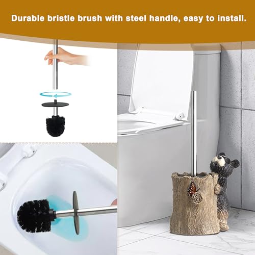 Bear Toilet Brush Holder Set, Black Bear Toilet Bowl Brush Cleaner Bathroom by VILLADECOR - Used condition - Image 4