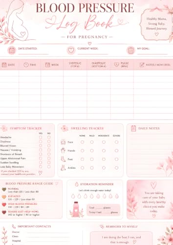 Pregnancy Blood Pressure Log Book: Daily Preeclampsia Tracker with Gestational Hypertension Logs, Maternal Symptom Checklists, Swelling and Headache Diaries, and OBGYN Notes