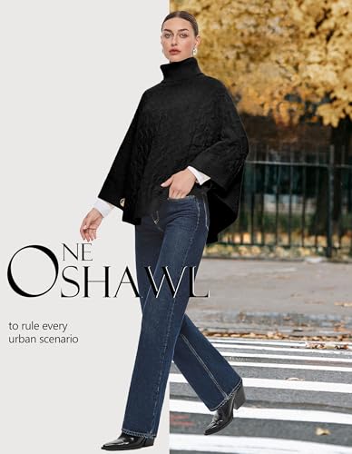 PULI Women Luxury Turtleneck Sweater Poncho Fashion Thick Cable Knit Cape Wrap Pullover Chunky Warm Shawl for Fall Winter3