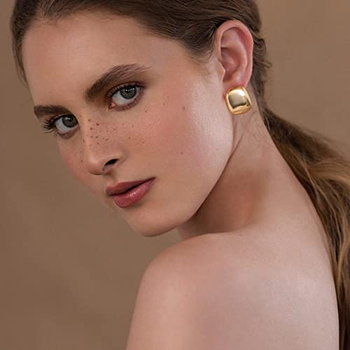 MUYAN Chunky Thick Earrings for Women,Gold Silver Polished Earrings Lightweight Everyday Jewelry4